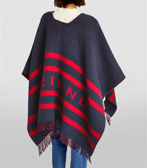 Wool Blend Logo Poncho 